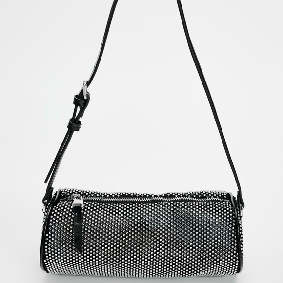 🎉SALE🎉 NWT ZARA Rhinestone Black Cylinder Bag - Picture 3 of 3
